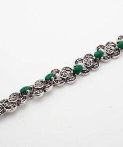 Indian Ethnic Bracelet With Green Stones Bracelets & Bangles JEWELRY & ORNAMENTS cb5feb1b7314637725a2e7: Antique Silver Plated 