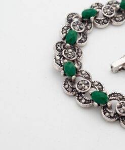 Indian Ethnic Bracelet With Green Stones Bracelets & Bangles JEWELRY & ORNAMENTS cb5feb1b7314637725a2e7: Antique Silver Plated 