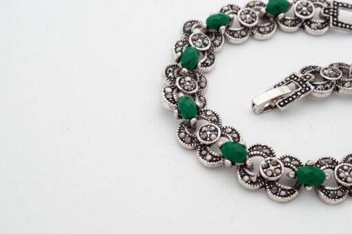 Indian Ethnic Bracelet With Green Stones Bracelets & Bangles JEWELRY & ORNAMENTS cb5feb1b7314637725a2e7: Antique Silver Plated
