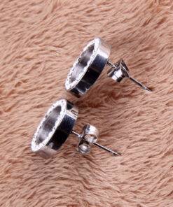 Round Crystal Stud Earrings Earrings JEWELRY & ORNAMENTS cb5feb1b7314637725a2e7: Silver 