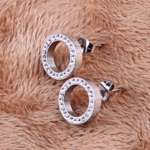 Round Crystal Stud Earrings Earrings JEWELRY & ORNAMENTS cb5feb1b7314637725a2e7: Silver