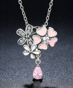 Cute Pink Cherry Blossom Flower Necklace JEWELRY & ORNAMENTS Necklaces & Pendants Fine or Fashion: Fashion 