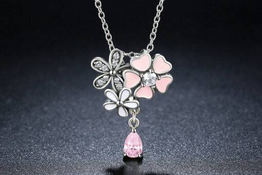 Cute Pink Cherry Blossom Flower Necklace JEWELRY & ORNAMENTS Necklaces & Pendants Fine or Fashion: Fashion