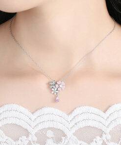 Cute Pink Cherry Blossom Flower Necklace JEWELRY & ORNAMENTS Necklaces & Pendants Fine or Fashion: Fashion 