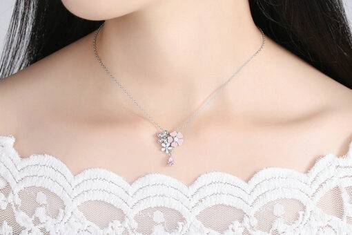 Cute Pink Cherry Blossom Flower Necklace JEWELRY & ORNAMENTS Necklaces & Pendants Fine or Fashion: Fashion