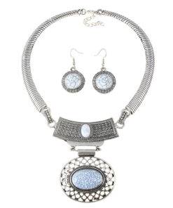 Exquisite Ethnic Metal Women’s Jewelry Set JEWELRY & ORNAMENTS Jewelry Sets cb5feb1b7314637725a2e7: Gold + Black|Silver + Blue|Silver + White 