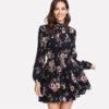 Women’s Floral Design Mini Dress Dresses & Jumpsuits FASHION & STYLE cb5feb1b7314637725a2e7: Navy Blue