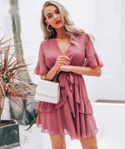 Bohemian Chiffon Dark Pink Dress Dresses & Jumpsuits FASHION & STYLE 6f6cb72d544962fa333e2e: L|M|S 