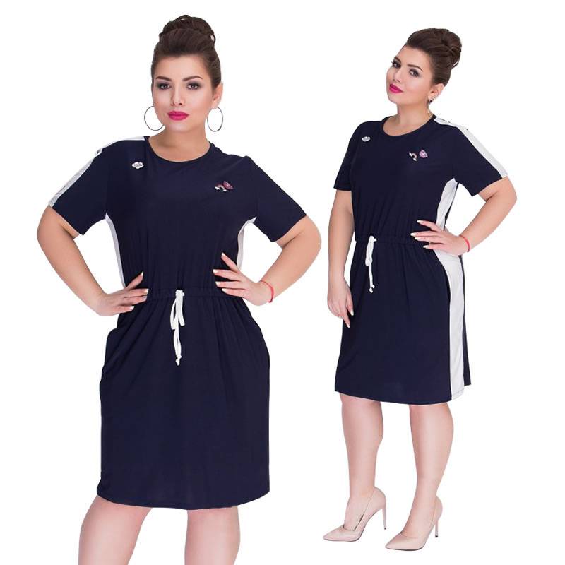 Casual Short Sleeved Straight Cotton Dress for Women