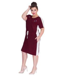 Casual Short Sleeved Straight Cotton Dress for Women Dresses & Jumpsuits FASHION & STYLE cb5feb1b7314637725a2e7: Burgundy|Navy Blue 