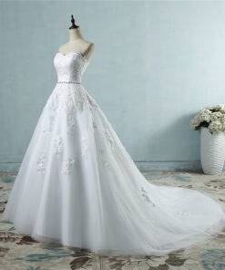 Elegant Long Floral Lace Wedding Dress WEDDING & GIFTS Wedding Dresses cb5feb1b7314637725a2e7: Ivory|White 