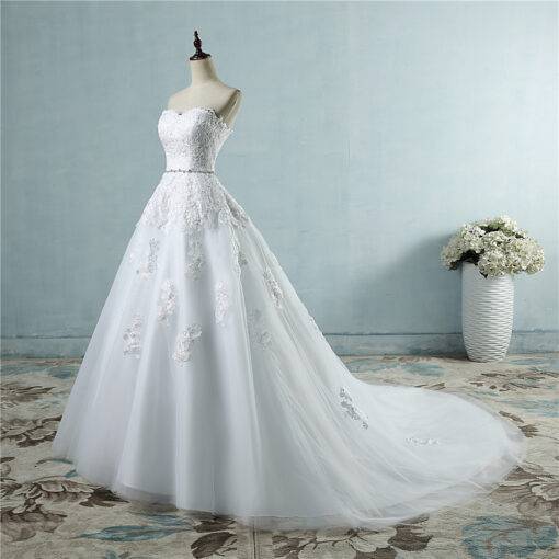 Elegant Long Floral Lace Wedding Dress WEDDING & GIFTS Wedding Dresses cb5feb1b7314637725a2e7: Ivory|White