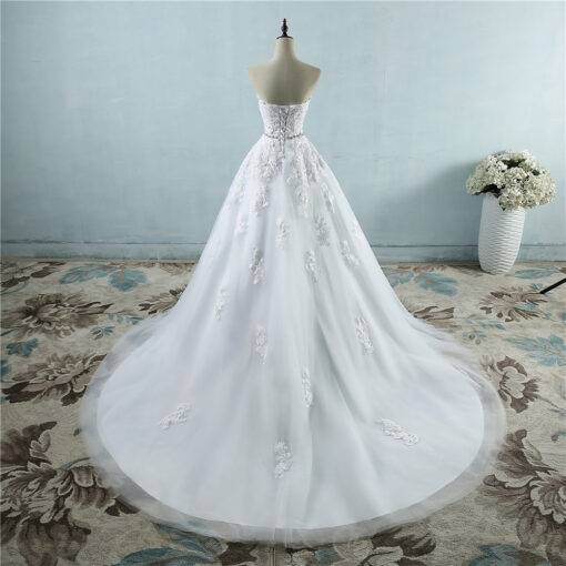 Elegant Long Floral Lace Wedding Dress WEDDING & GIFTS Wedding Dresses cb5feb1b7314637725a2e7: Ivory|White