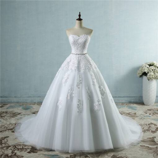 Elegant Long Floral Lace Wedding Dress WEDDING & GIFTS Wedding Dresses cb5feb1b7314637725a2e7: Ivory|White