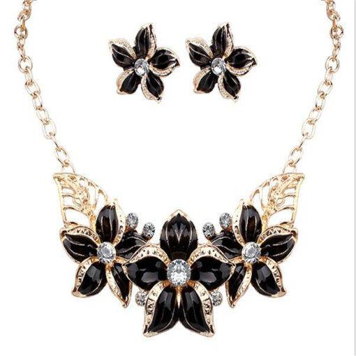 Crystal Enamel Flower Wedding Jewelry Sets Bridal Sets WEDDING & GIFTS cb5feb1b7314637725a2e7: Black|Blue|Purple|White