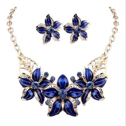 Crystal Enamel Flower Wedding Jewelry Sets Bridal Sets WEDDING & GIFTS cb5feb1b7314637725a2e7: Black|Blue|Purple|White