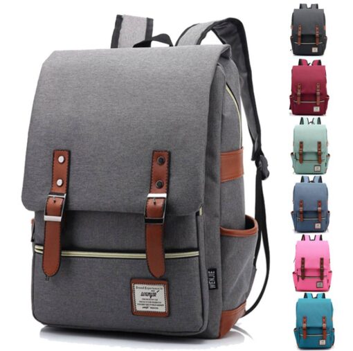 Retro Style Backpack For Laptop Laptop bags SHOES, HATS & BAGS cb5feb1b7314637725a2e7: Blue|Blue Green|Dark Grey|Light Green|Light Grey|Pink|Purple|Wine Red