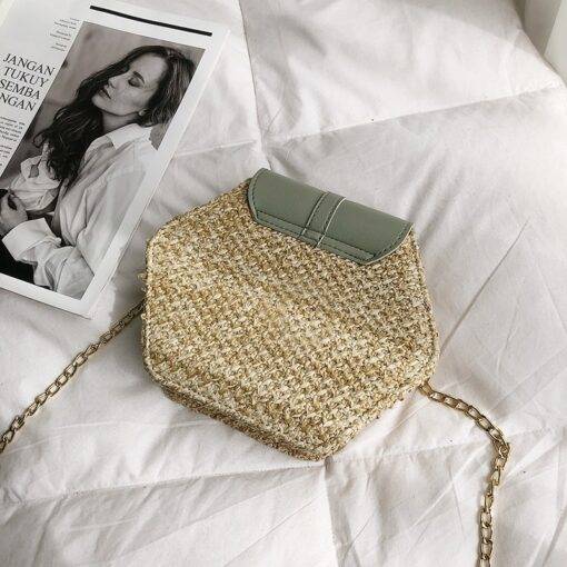 Women’s Hexagon Shaped Straw Bag Hand Bags & Wallets SHOES, HATS & BAGS cb5feb1b7314637725a2e7: Beige|Black|Brown|Dark Green|Gray|Pink|White|Yellow Brown