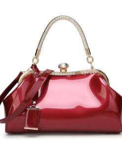 Women’s Patent Leather Retro Style Handbag Hand Bags & Wallets SHOES, HATS & BAGS cb5feb1b7314637725a2e7: Black|Blue|Pink|Red|Rose|White|Wine 