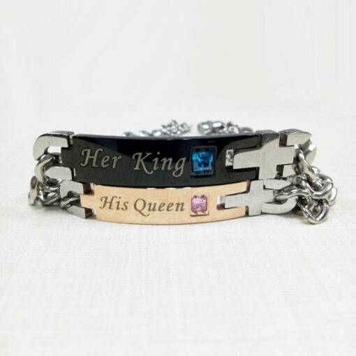 Her King and His Queen Couple Bracelet Bracelets & Bangles JEWELRY & ORNAMENTS 1afa74da05ca145d3418aa: Black|Couple|Gold