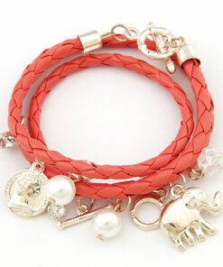 Handmade Braided Women’s Leather Charm Bracelet Bracelets & Bangles JEWELRY & ORNAMENTS cb5feb1b7314637725a2e7: Black|Blue|Gray|Green|Orange|Red|Rose|White 