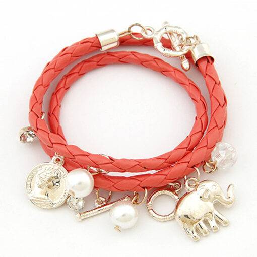 Handmade Braided Women’s Leather Charm Bracelet Bracelets & Bangles JEWELRY & ORNAMENTS cb5feb1b7314637725a2e7: Black|Blue|Gray|Green|Orange|Red|Rose|White