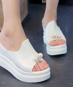 Thick Wedge Beaded Sandals Casual Shoes & Boots SHOES, HATS & BAGS cb5feb1b7314637725a2e7: Black|Blue|Pink|White 