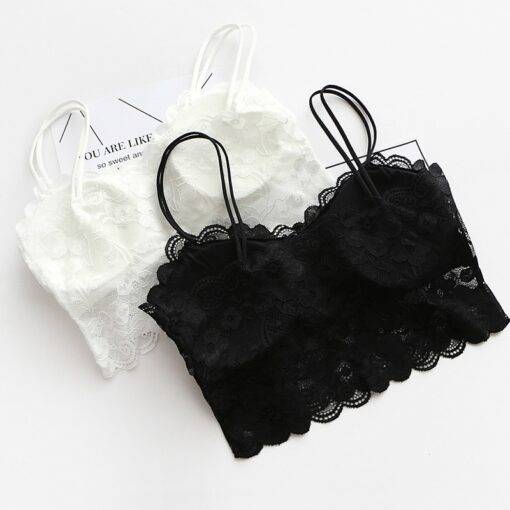 Women’s Floral Lace Bralette Bras & Lingerie FASHION & STYLE d0bc9e003fc11b44677c41: Black|Black & White (2 pcs)|White