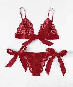 Women’s Sexy Lace Red Lingerie Set Bras & Lingerie FASHION & STYLE cb5feb1b7314637725a2e7: Red 