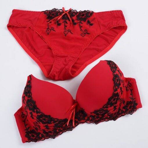 Push-Up Embroidered Cotton Women’s Underwear Set Bras & Lingerie FASHION & STYLE cb5feb1b7314637725a2e7: Beige|Black|Blue|Red|Rose|White|Wine