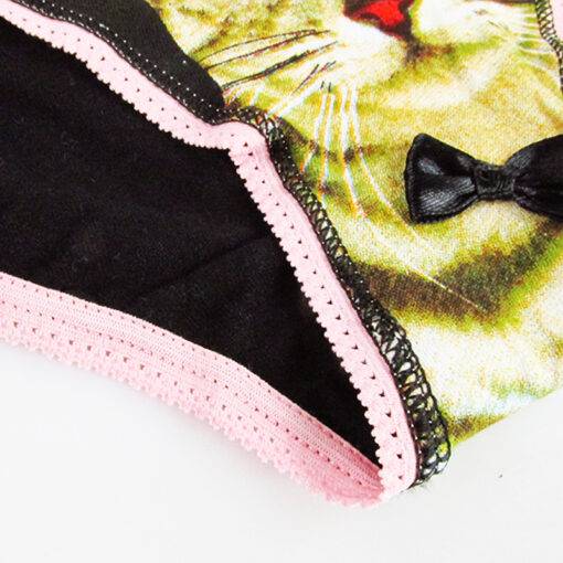 Women’s Cat Printed Panties with Bow Bras & Lingerie FASHION & STYLE cb5feb1b7314637725a2e7: Black|Gray|White