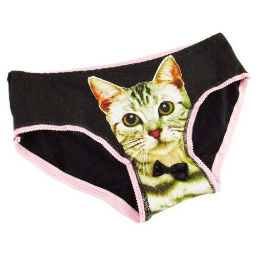 Women’s Cat Printed Panties with Bow Bras & Lingerie FASHION & STYLE cb5feb1b7314637725a2e7: Black|Gray|White