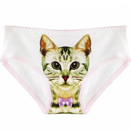 Women’s Cat Printed Panties with Bow Bras & Lingerie FASHION & STYLE cb5feb1b7314637725a2e7: Black|Gray|White