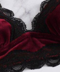 Women’s Velvet Scalloped Design Lingerie Set Bras & Lingerie FASHION & STYLE cb5feb1b7314637725a2e7: Burgundy|Green 