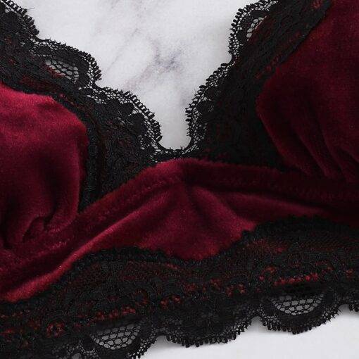 Women’s Velvet Scalloped Design Lingerie Set Bras & Lingerie FASHION & STYLE cb5feb1b7314637725a2e7: Burgundy|Green