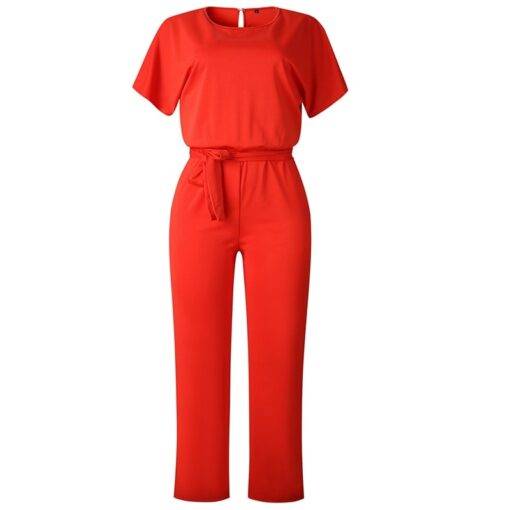 Women’s O-Neck Belted Jumpsuit Dresses & Jumpsuits FASHION & STYLE cb5feb1b7314637725a2e7: Beige|Black|Blue|Navy Blue|Pink|Red|Yellow