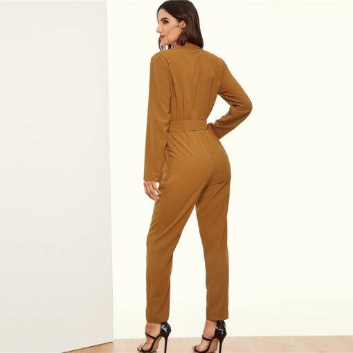 Women’s Mustard Color High Waist Jumpsuit Dresses & Jumpsuits FASHION & STYLE cb5feb1b7314637725a2e7: Brown