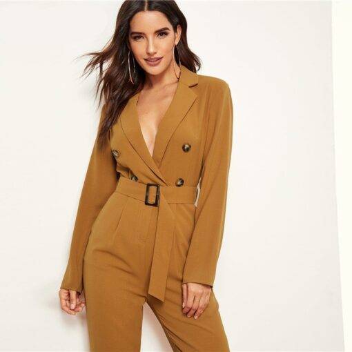 Women’s Mustard Color High Waist Jumpsuit Dresses & Jumpsuits FASHION & STYLE cb5feb1b7314637725a2e7: Brown