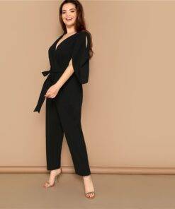 Women’s Plus Size Cape Sleeved Jumpsuit Dresses & Jumpsuits FASHION & STYLE cb5feb1b7314637725a2e7: Black 