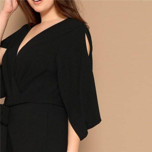 Women’s Plus Size Cape Sleeved Jumpsuit Dresses & Jumpsuits FASHION & STYLE cb5feb1b7314637725a2e7: Black