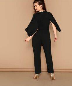 Women’s Plus Size Cape Sleeved Jumpsuit Dresses & Jumpsuits FASHION & STYLE cb5feb1b7314637725a2e7: Black 