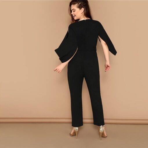 Women’s Plus Size Cape Sleeved Jumpsuit Dresses & Jumpsuits FASHION & STYLE cb5feb1b7314637725a2e7: Black