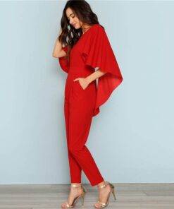 Women’s Cloak Sleeve Red Backless Jumpsuit Dresses & Jumpsuits FASHION & STYLE cb5feb1b7314637725a2e7: Red 