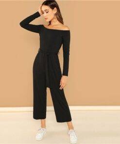 Women’s Casual Off Shoulder Jumpsuit Dresses & Jumpsuits FASHION & STYLE cb5feb1b7314637725a2e7: Black 