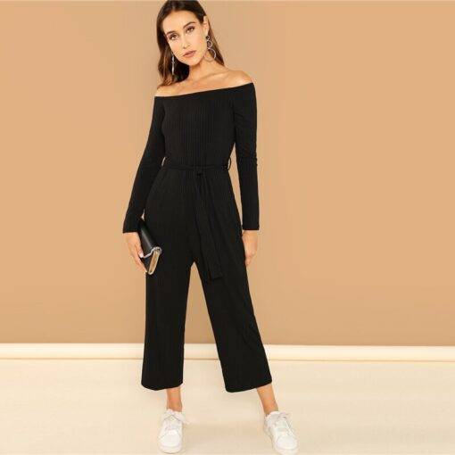 Women’s Casual Off Shoulder Jumpsuit Dresses & Jumpsuits FASHION & STYLE cb5feb1b7314637725a2e7: Black