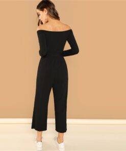 Women’s Casual Off Shoulder Jumpsuit Dresses & Jumpsuits FASHION & STYLE cb5feb1b7314637725a2e7: Black 