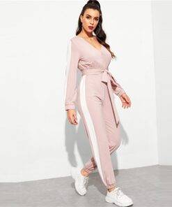 Women’s Sport Style Striped Design Pink Jumpsuit Dresses & Jumpsuits FASHION & STYLE cb5feb1b7314637725a2e7: Pink 