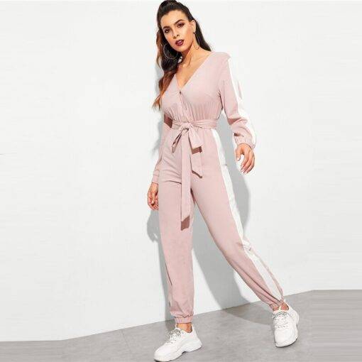 Women’s Sport Style Striped Design Pink Jumpsuit Dresses & Jumpsuits FASHION & STYLE cb5feb1b7314637725a2e7: Pink