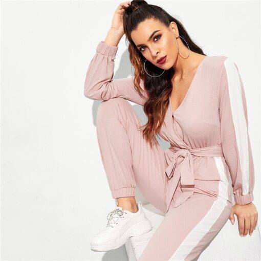 Women’s Sport Style Striped Design Pink Jumpsuit Dresses & Jumpsuits FASHION & STYLE cb5feb1b7314637725a2e7: Pink