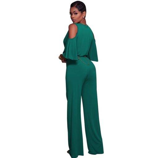 Women’s Ruffled V-Neck Jumpsuit Dresses & Jumpsuits FASHION & STYLE cb5feb1b7314637725a2e7: Blue|Green|Red